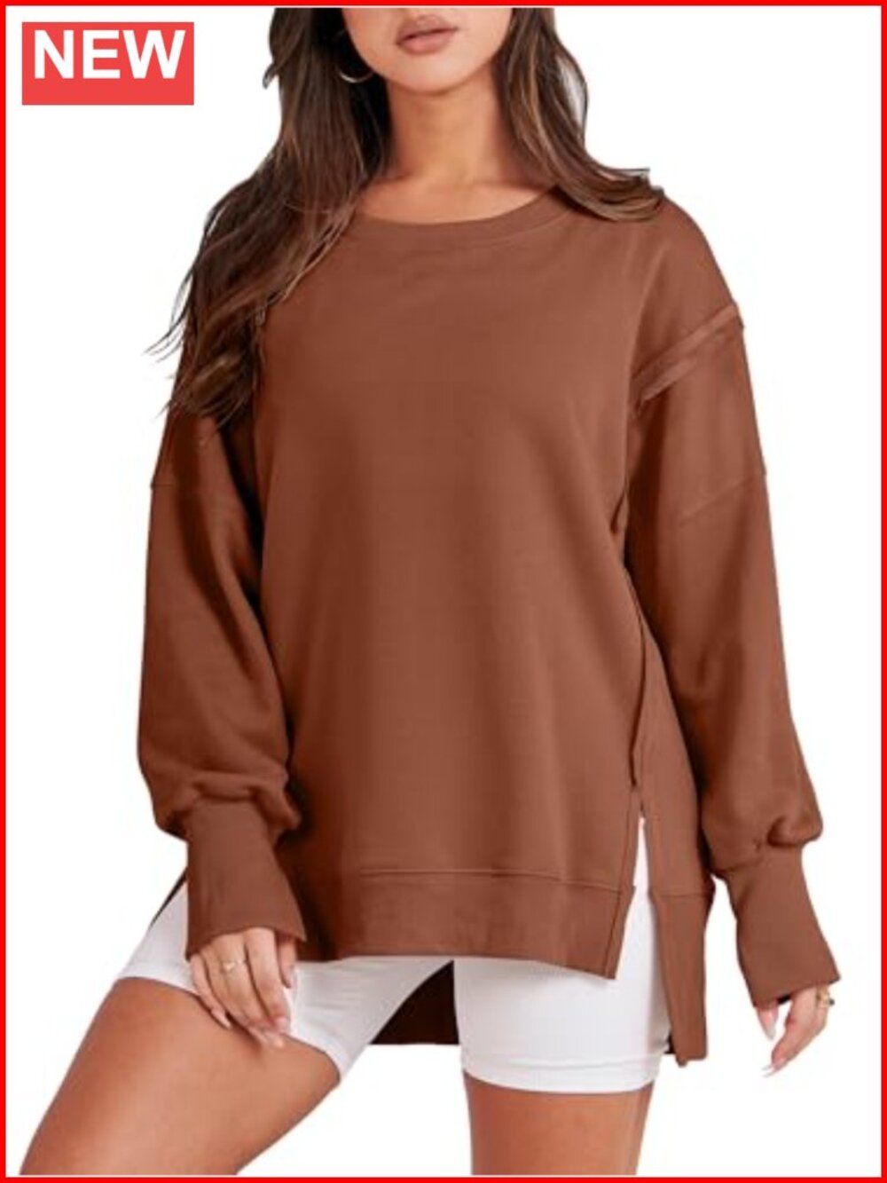 Oversized Crew Neck Sweatshirt Long Sleeve Drop Shoulder